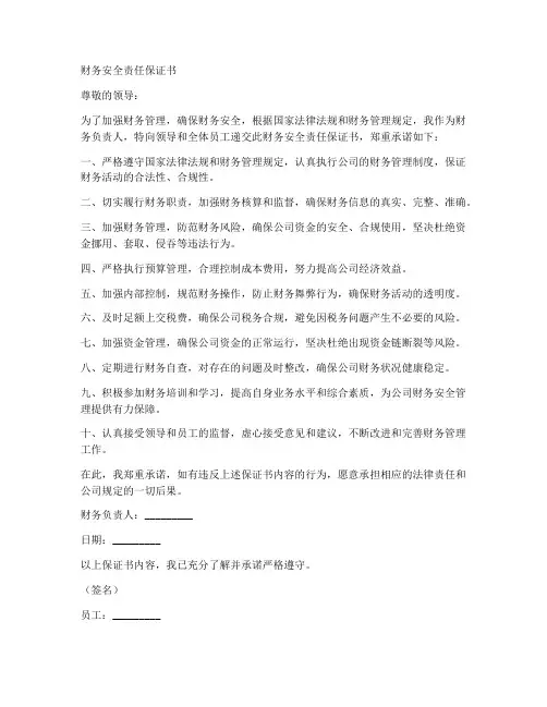 财务安全责任保证书