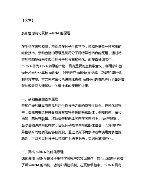 亲和色谱纯化真核mrna的原理