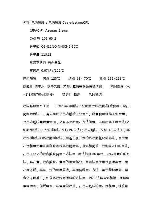 名称 己内酰胺