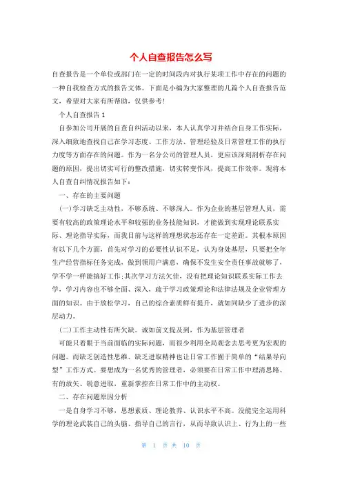 个人自查报告怎么写