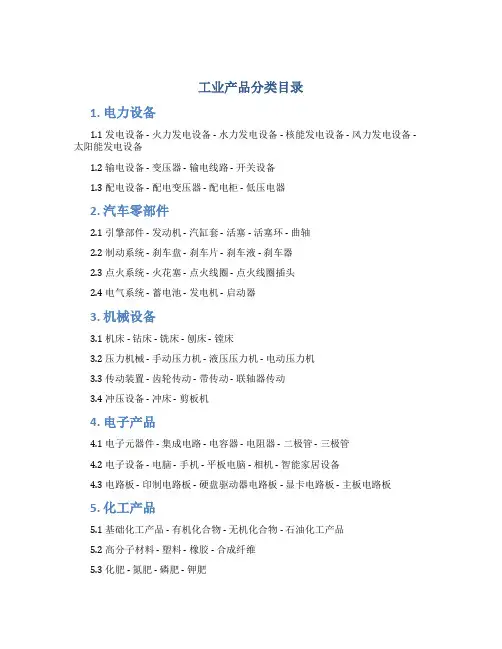 工业产品分类目录