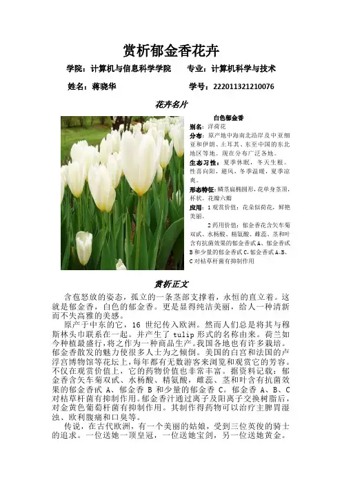 世界名花鉴赏论文