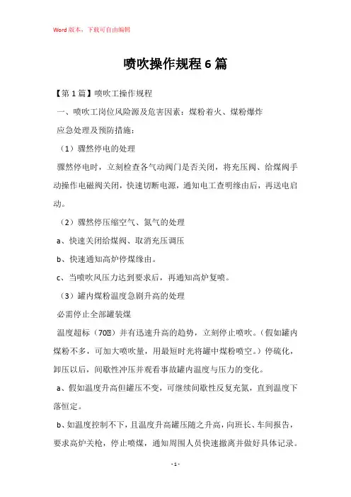喷吹操作规程6篇