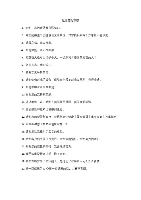 致谢简短精辟