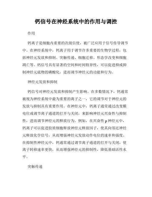 钙信号在神经系统中的作用与调控