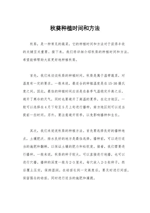 秋葵种植时间和方法