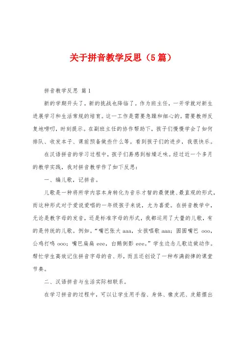 关于拼音教学反思(5篇)