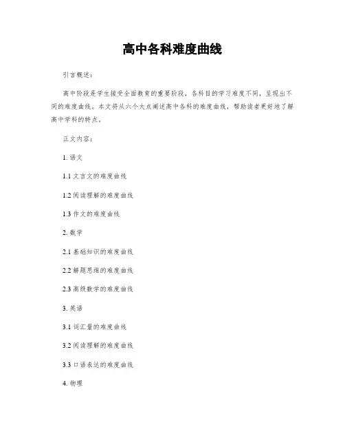 高中各科难度曲线