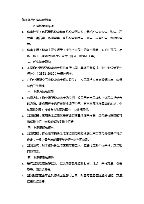 作业场所粉尘浓度标准
