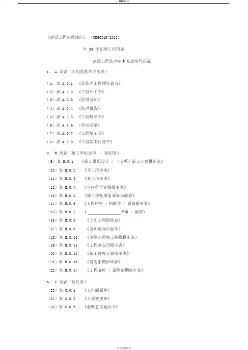 GB50319-2013_建设工程监理规范中用表(全套标准表格)