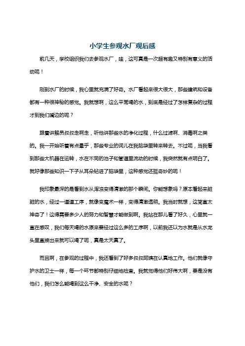 小学生参观水厂观后感
