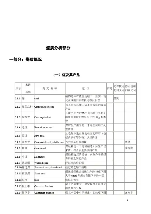 煤质分析讲义
