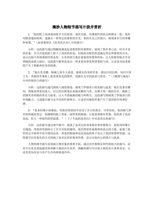 摘抄人物细节描写片段并赏析