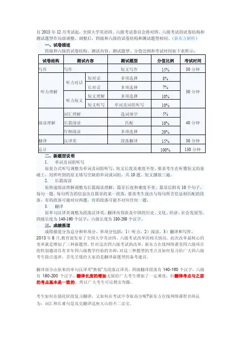 3013年英语四六级改革