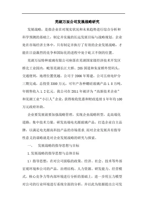 芜湖万辰公司发展战略研究