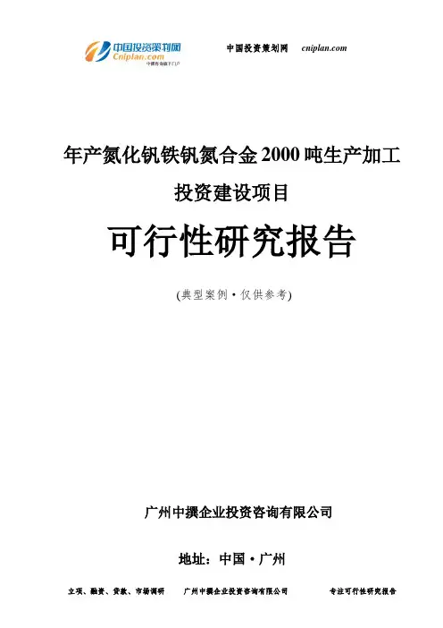 年产氮化钒铁钒氮合金2000吨生产加工投资建设项目可行性研究报告-广州中撰咨询
