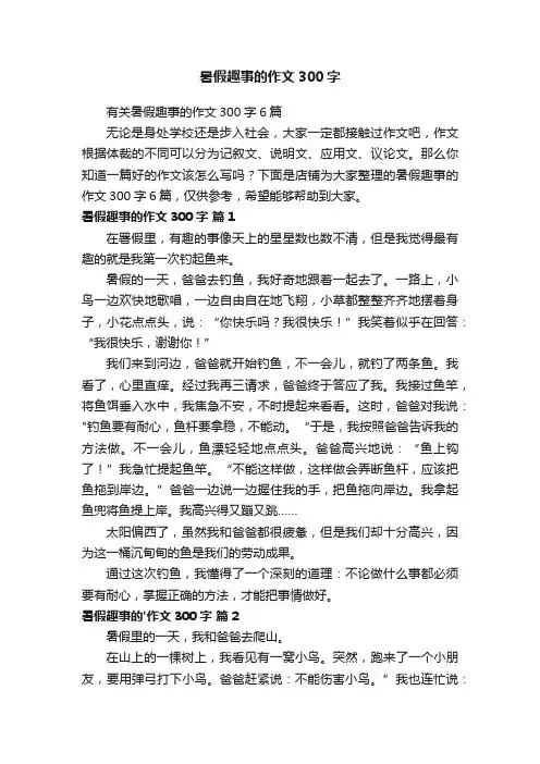 暑假趣事的作文300字