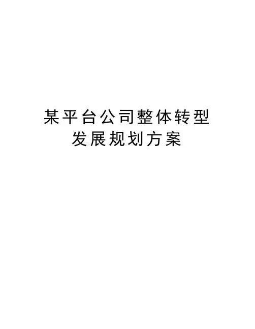 某平台公司整体转型发展规划方案教案资料