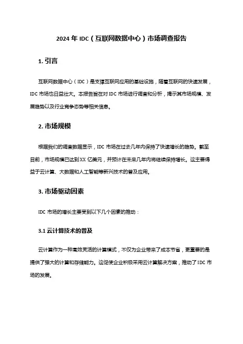 2024年IDC(互联网数据中心)市场调查报告
