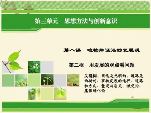 高二政治人教版必修4同步优化指导课件：第8课 第2框 用发展的观点看问题