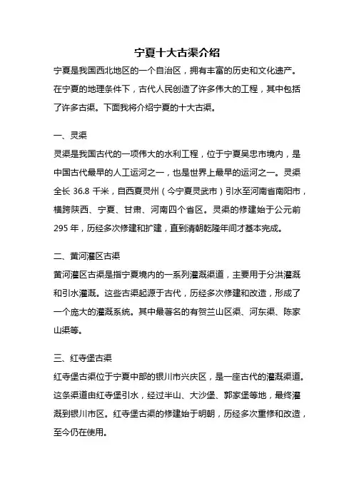 宁夏十大古渠介绍