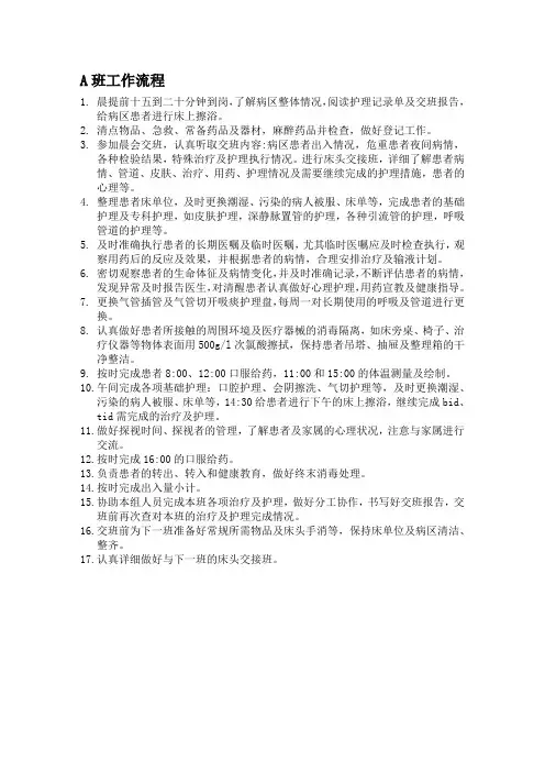 icu岗位职责