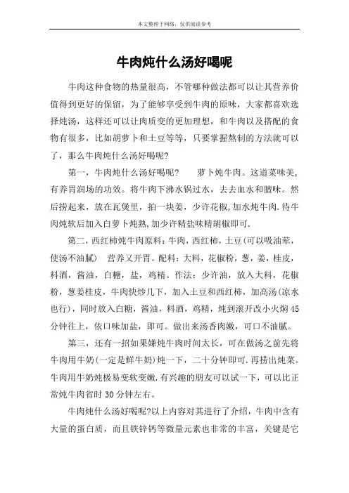 牛肉炖什么汤好喝呢
