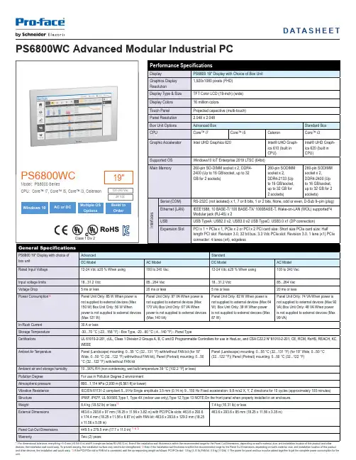 数据表面板PS6800WC产品说明书