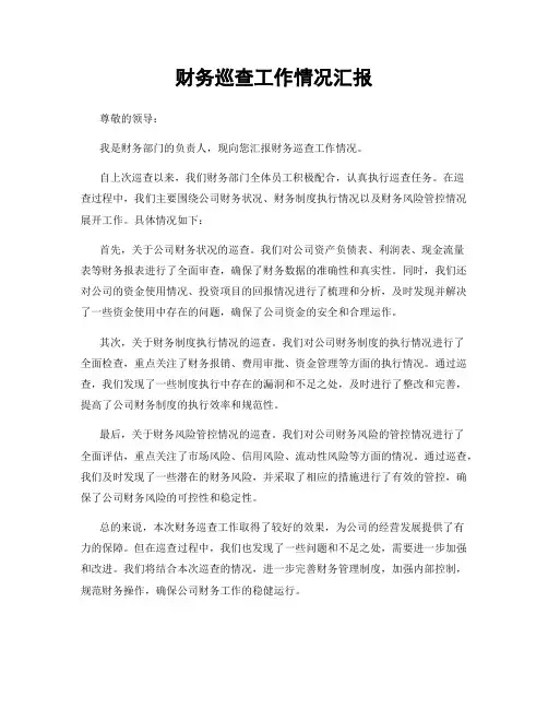 财务巡查工作情况汇报