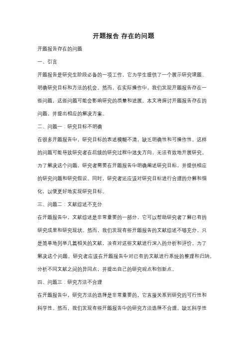 开题报告 存在的问题