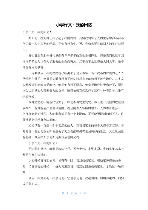 小学作文：我的回忆