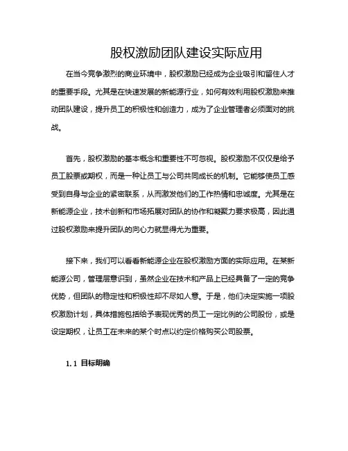 股权激励团队建设实际应用