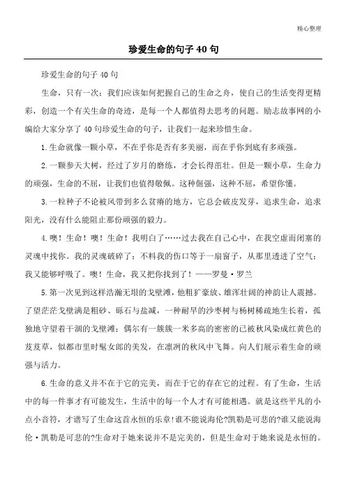 珍爱生命的句子40句
