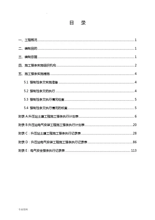 升压站施工强条执行计划