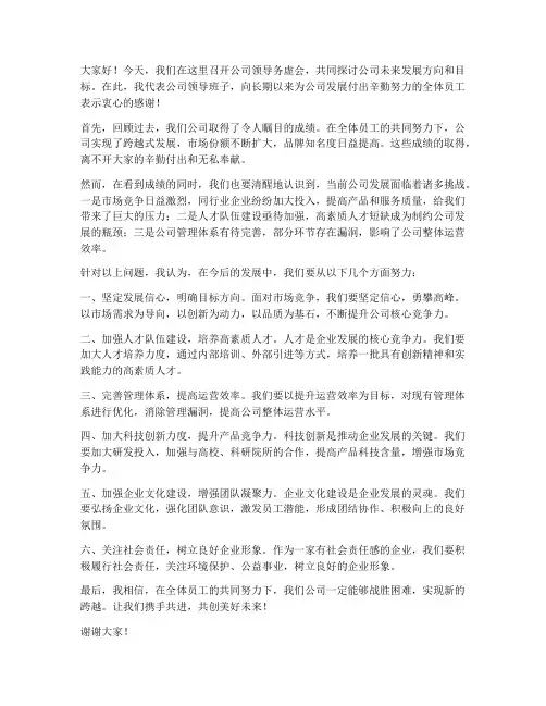 公司领导务虚会发言稿