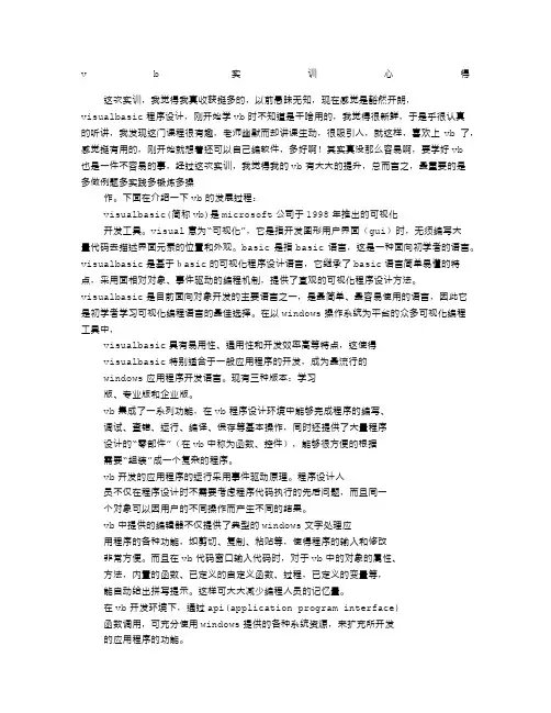 VB实习心得