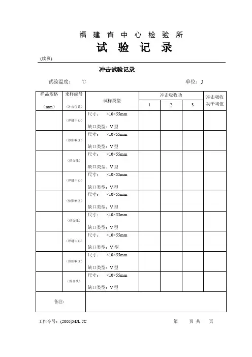 冲击试验记录