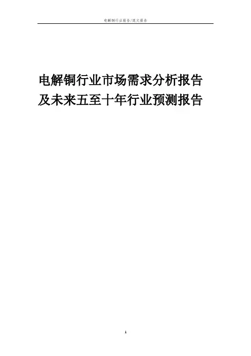 2023年电解铜行业市场需求分析报告及未来五至十年行业预测报告