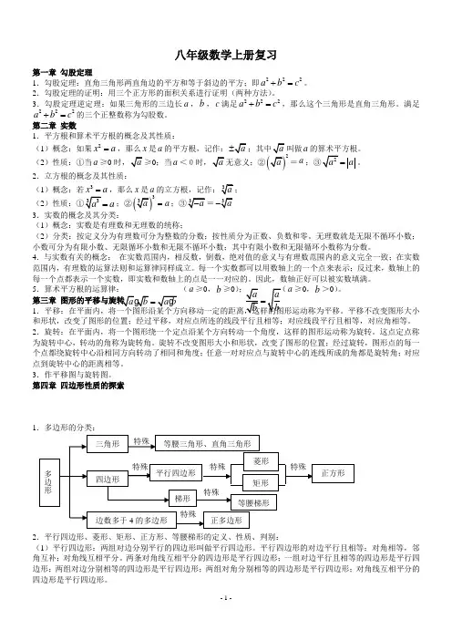 八年级数学复习资料+试题