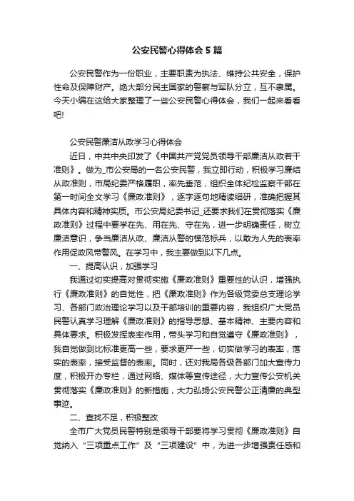 公安民警心得体会5篇