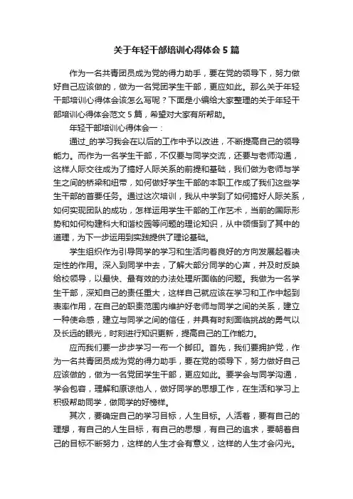 关于年轻干部培训心得体会5篇