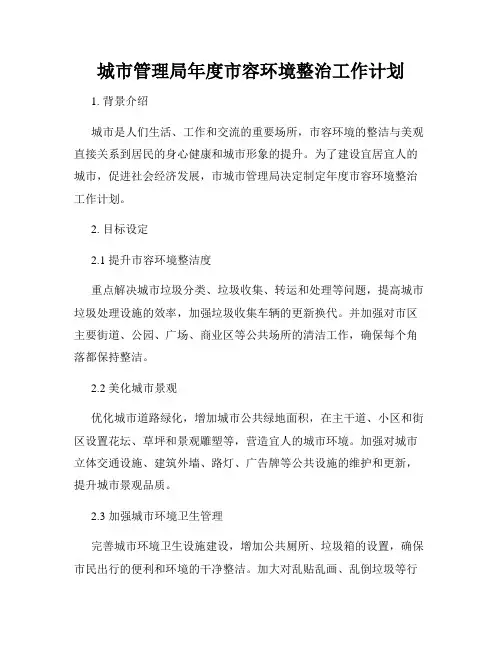 城市管理局年度市容环境整治工作计划