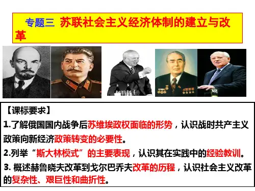 专题三苏联社会主义经济体制的建立与改革课件-山东省昌乐县第二中学高考历史复习