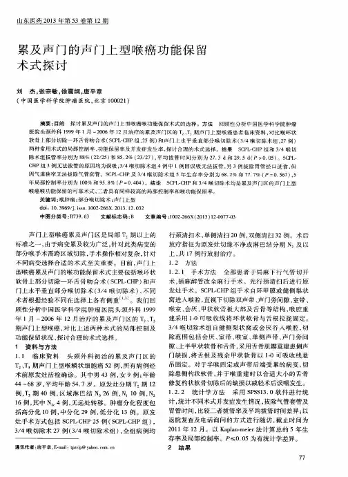 累及声门的声门上型喉癌功能保留术式探讨