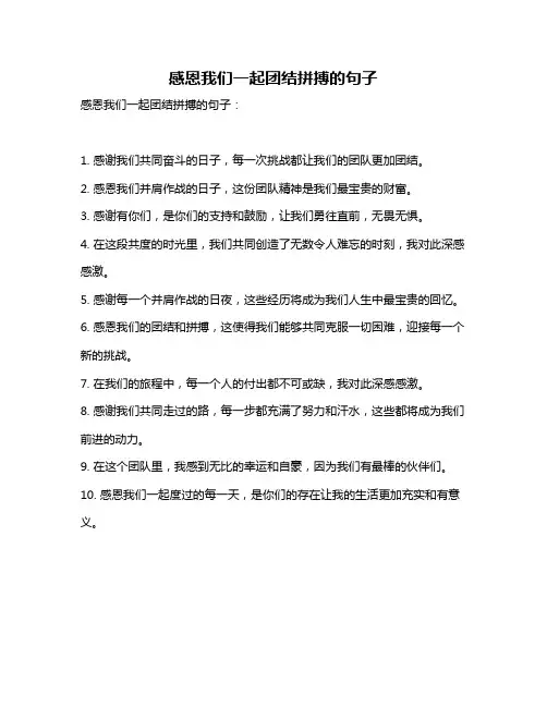 感恩我们一起团结拼搏的句子