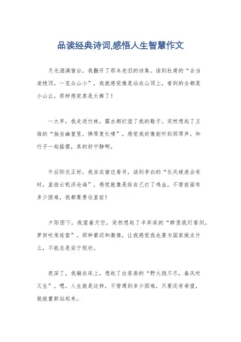 品读经典诗词,感悟人生智慧作文