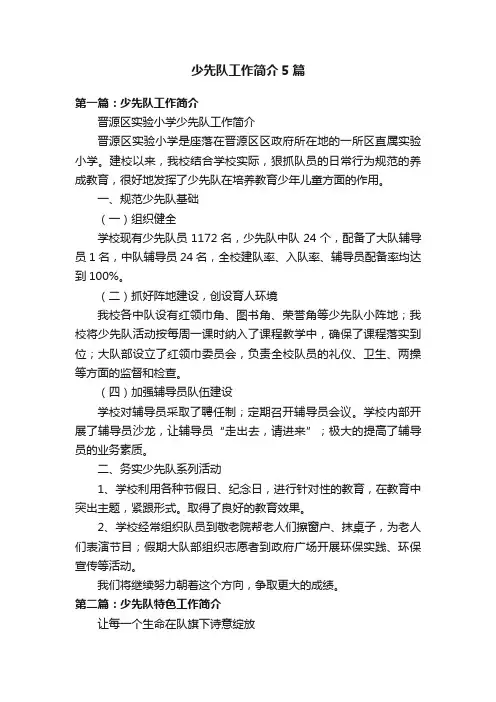 少先队工作简介5篇