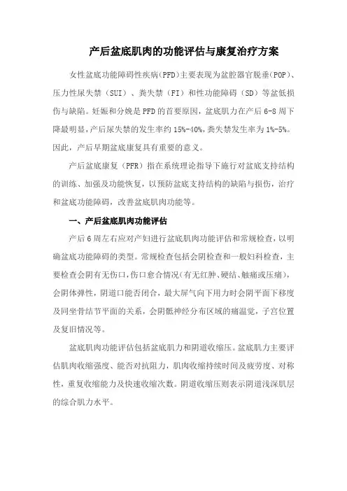 产后盆底肌肉的功能评估与康复治疗方案
