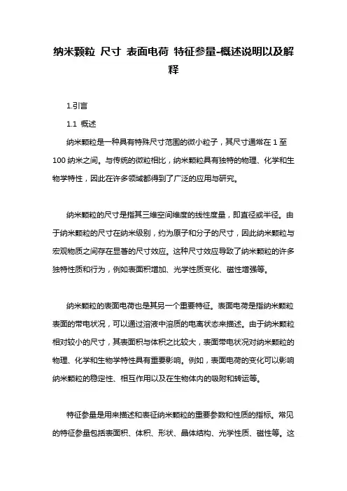 纳米颗粒 尺寸 表面电荷 特征参量-概述说明以及解释