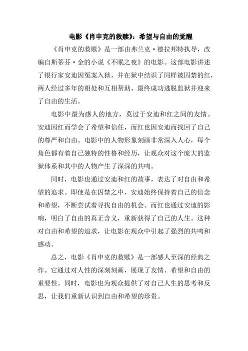 电影《肖申克的救赎》：希望与自由的觉醒